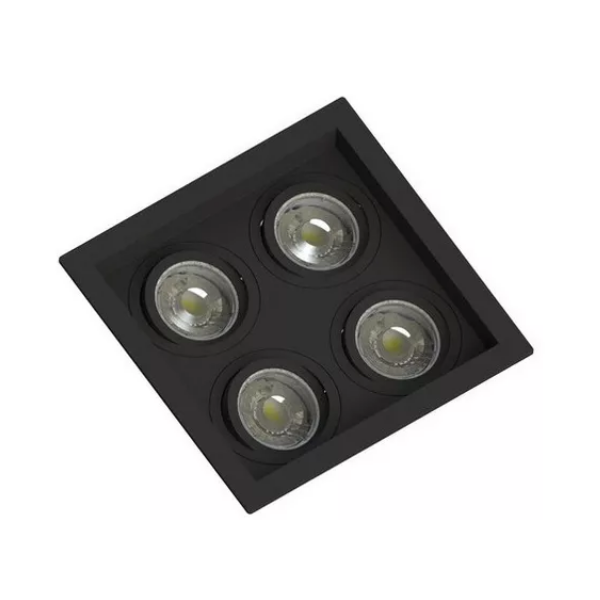 embutido quadruplo de mr16 4xmr16 preto