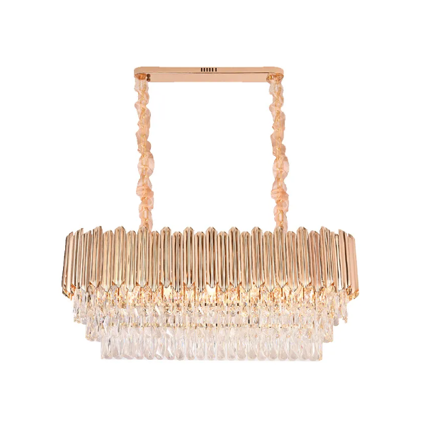lustre pendente retangular cristal dourado sindora