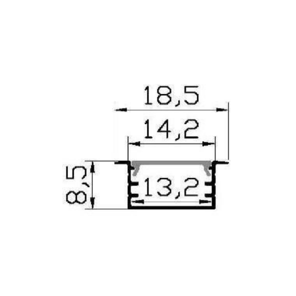 perfil 18 5x8 5 de embutir medidas