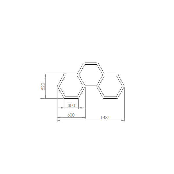 desenho comia de 3 hexagonos de 60cm
